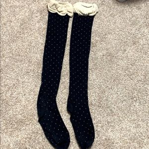Navy polka dot thigh high socks